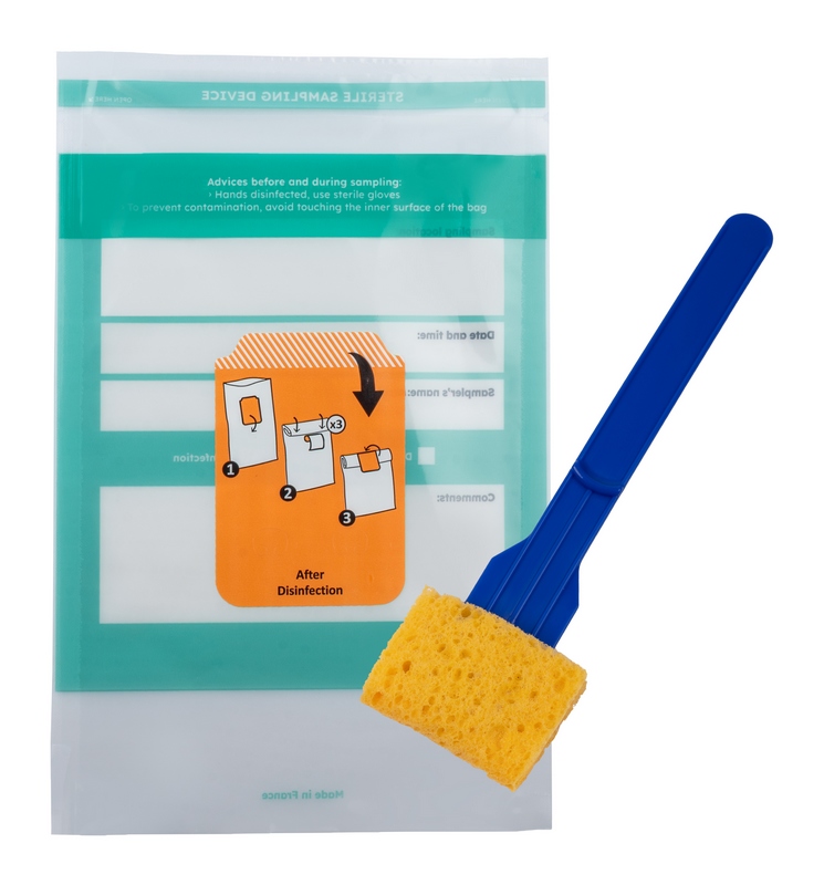 SteriSponge Stick in cellulosa con sacchetto per il campionamento dopo la disinfezione